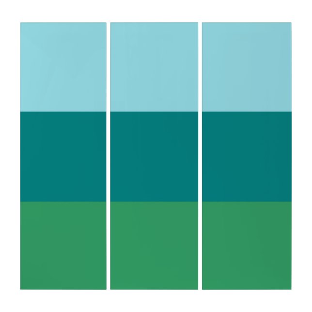 Tanager Turquoise, Teal Blue and Kelly Green Horiz Triptych (Front)