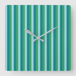Tanager Turquoise, Teal Blue and Kelly Green Repea Square Wall Clock
