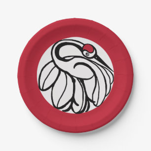Tancho Japanese Crane Paper Plates