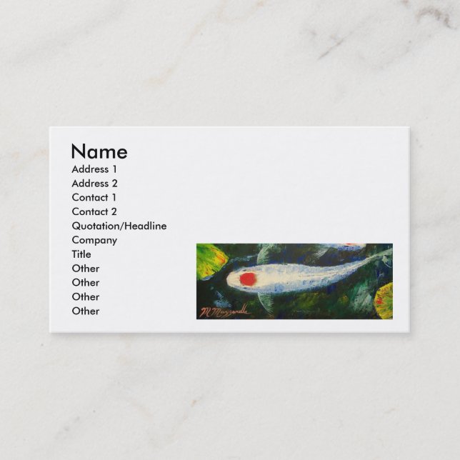 Tancho Kohaku Koi Business Cards (Front)