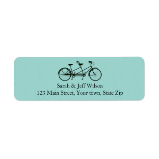 Tandem Bicycle Aqua Return Address Labels