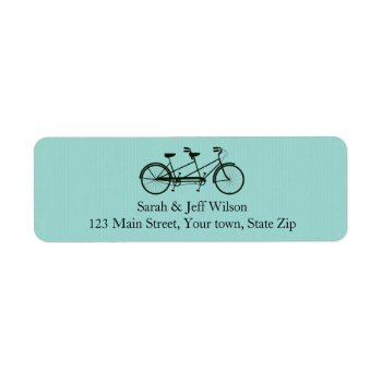Tandem Bicycle Aqua Return Address Labels by PMCustomWeddings at Zazzle