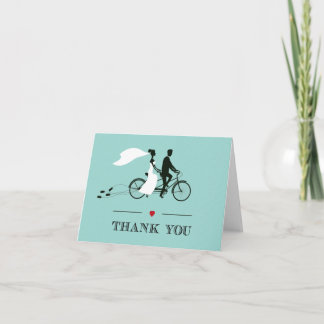 Tandem Bicycle Aqua Wedding Thank You