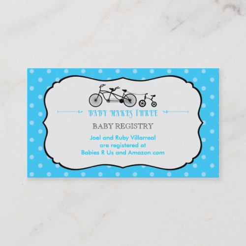 Tandem Bicycle Baby Shower Registry Card Business Card Templates