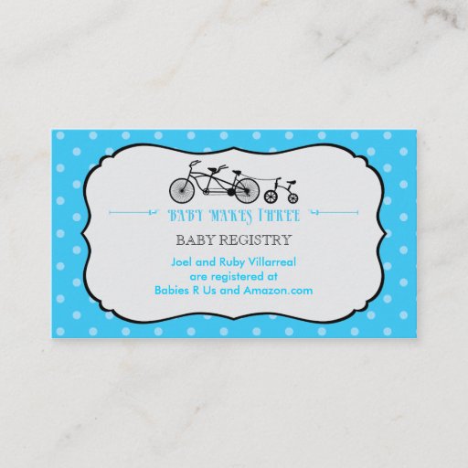 Customizable Tandem Bicycle Baby Shower Registry Card Business Card Templates