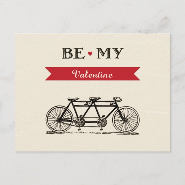 Tandem Bicycle - Be My Valentine Card (Front)