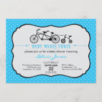 Tandem Bicycle Boy Baby Shower Invitation