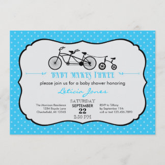Tandem Bicycle Boy Baby Shower Invitation