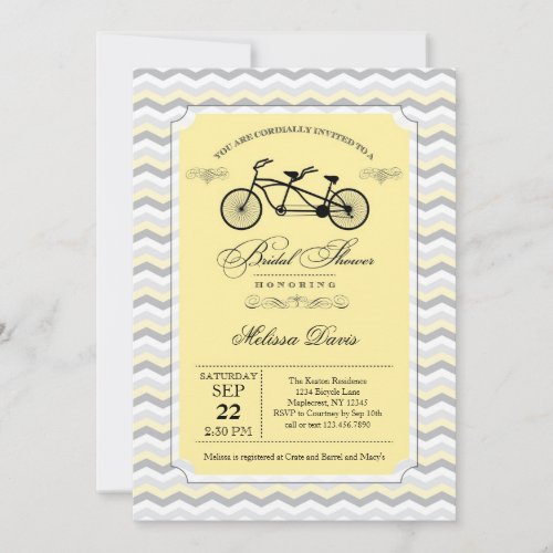 Tandem Bicycle Bridal Shower Invitation