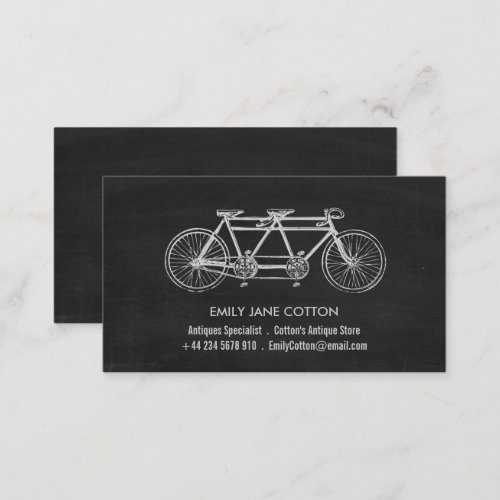 Tandem Bicycle  Chalkboard Antique Dealer Business Card