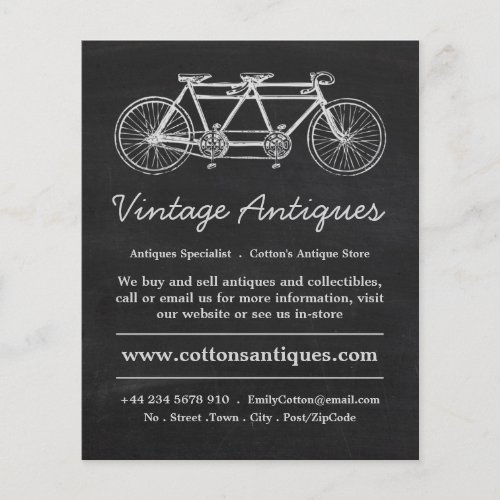 Tandem Bicycle  Chalkboard Antique Dealer Store Flyer