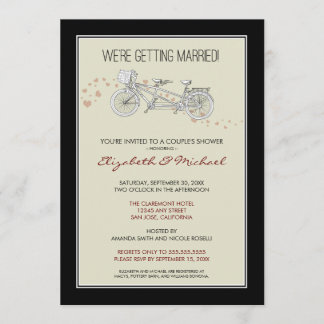 Tandem Bicycle Couple's Bridal Shower Invitation