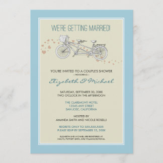 Tandem Bicycle Couple's Bridal Shower Invitation