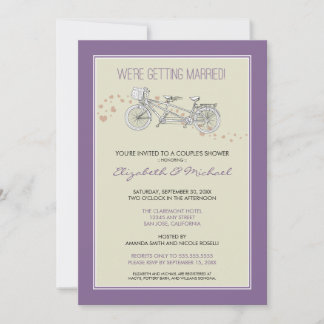 Tandem Bicycle Couple's Bridal Shower Invitation