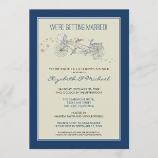 Tandem Bicycle Couple's Bridal Shower Invitation