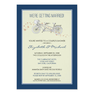 Tandem Bicycle Wedding Invitations Announcements Zazzle Tandem Bicycle 39 S Bridal Shower Invitation