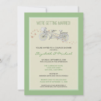 Tandem Bicycle Couple's Bridal Shower Invitation