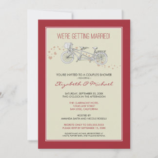 Tandem Bicycle Couple's Bridal Shower Invitation