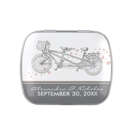 Tandem Bicycle Custom Wedding Favor Tins (grey)