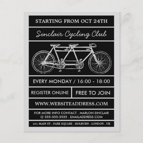 Tandem Bicycle Cycling Club Advertising Flyer