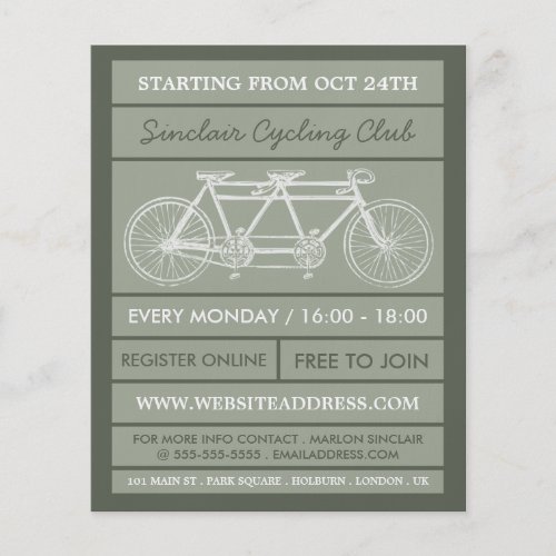 Tandem Bicycle Cycling Club Advertising Flyer