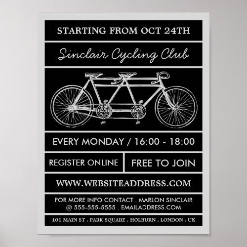 Tandem Bicycle Cycling Club Advertising Poster