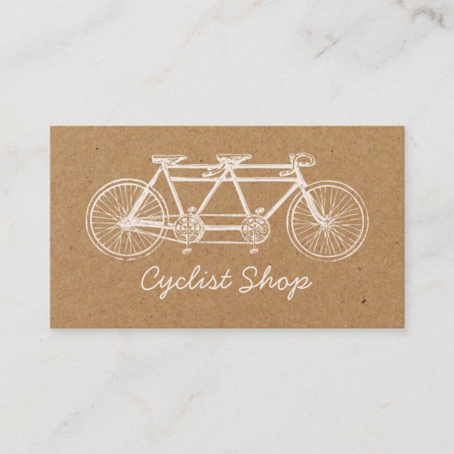 Tandem Bicycle, Cycling, Kraft Bicyclist Business Card (Front)
