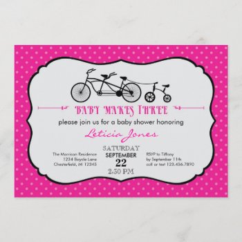 Tandem Bicycle Girl Baby Shower Invitation by marlenedesigner at Zazzle