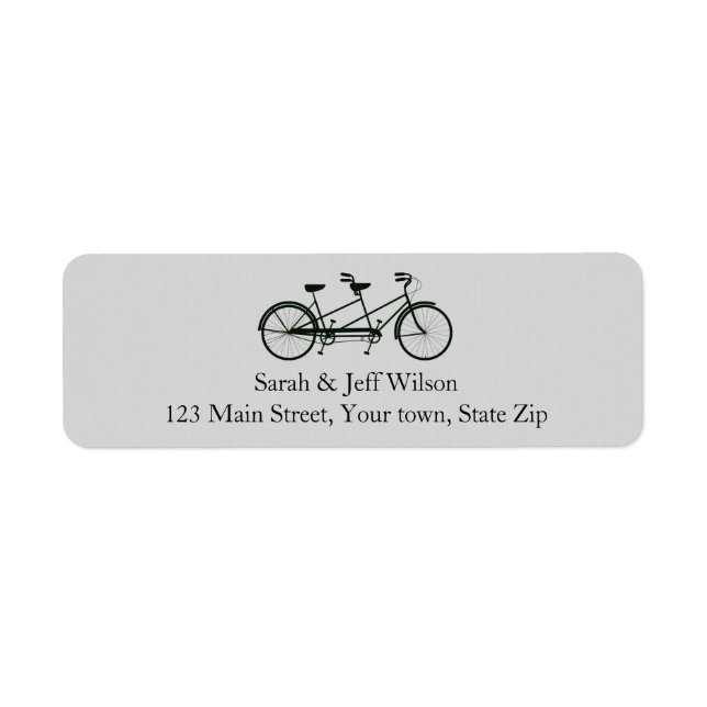 Tandem Bicycle Grey Return Address Labels (Front)