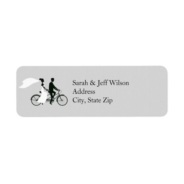Tandem Bicycle Grey Wedding Return Address Labels (Front)