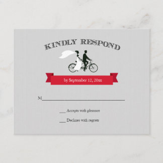 Tandem Bicycle Grey Wedding RSVP Card