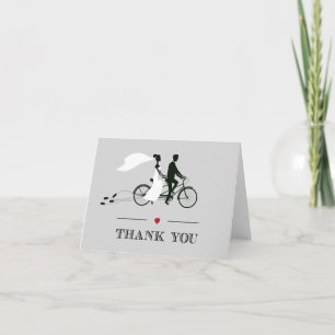 Tandem Bicycle Grey Wedding Thank You Card