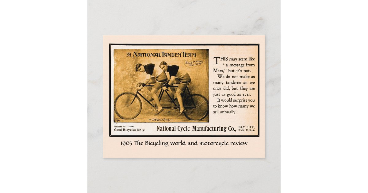Tandem bicycle history US. national team vintage Postcard | Zazzle