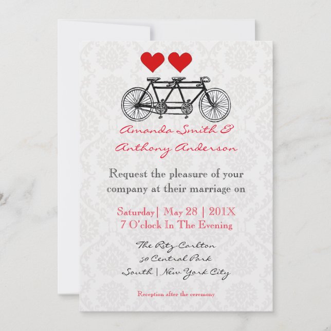 Tandem bicycle invitation (Front)