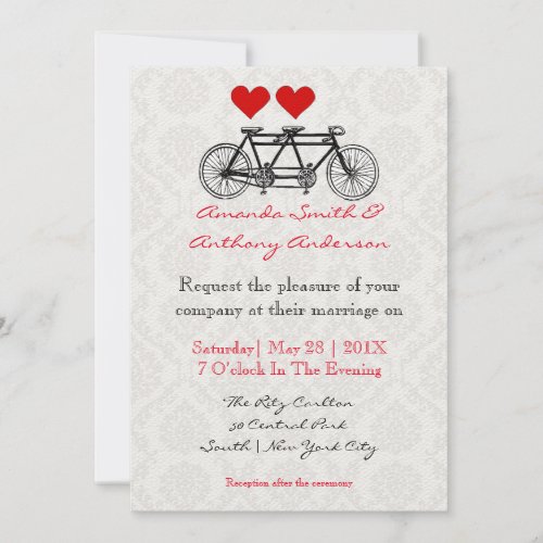 Tandem bicycle invitation