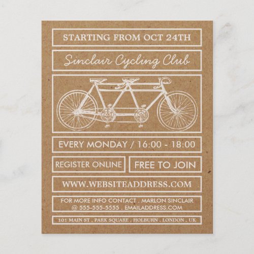 Tandem Bicycle Kraft Cycling Club Advertising  Flyer