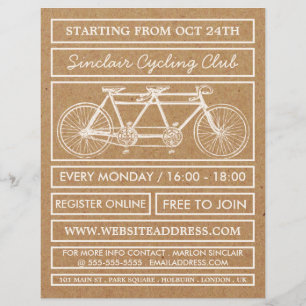 Tandem Bicycle, Kraft Cycling Club Advertising Flyer