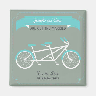 Tandem Bicycle Modern Wedding Grey Save the Date Magnet