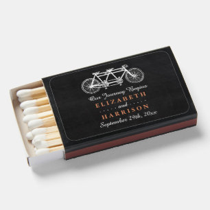 Tandem Bicycle On Chalkboard Wedding Matchboxes