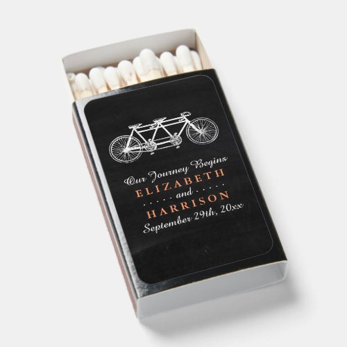 Tandem Bicycle On Chalkboard Wedding Matchboxes