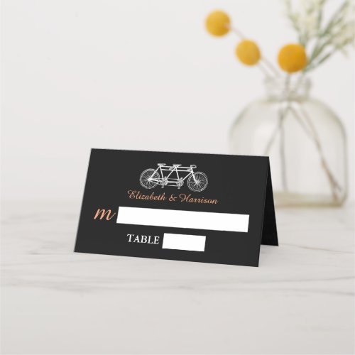 Tandem Bicycle On Chalkboard Wedding Place Card