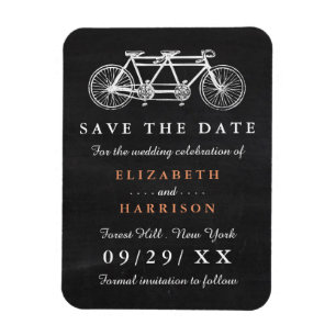 Tandem Bicycle On Chalkboard Wedding Save The Date Magnet