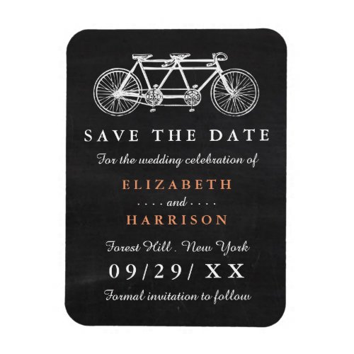 Tandem Bicycle On Chalkboard Wedding Save The Date Magnet