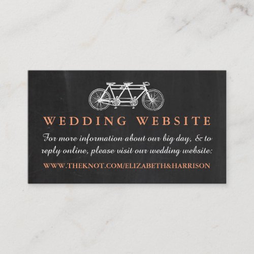 Tandem Bicycle On Chalkboard Wedding Website Enclosure Card