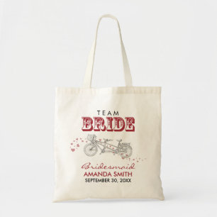 Tandem Bicycle Personalized Wedding Party Tote Bag
