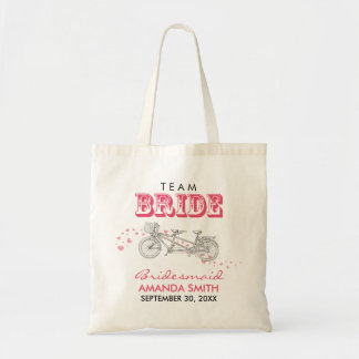 Tandem Bicycle Personalized Wedding Party Tote Bag