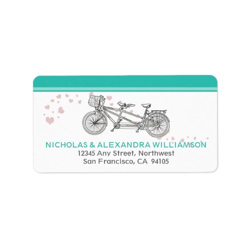 Tandem Bicycle Return Address Labels aqua