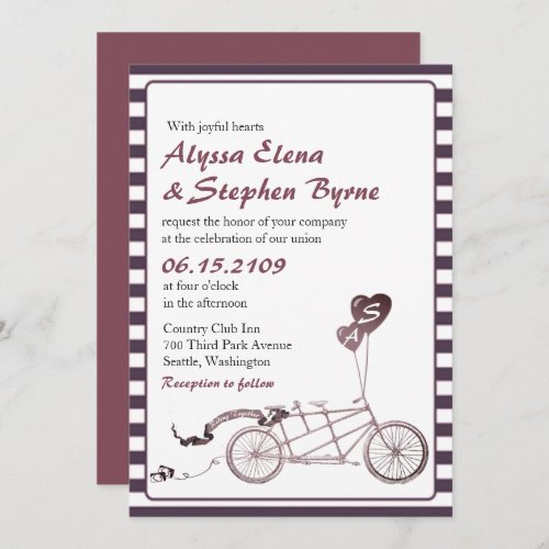 Tandem Bicycle Romantic Casual Wedding Invitation