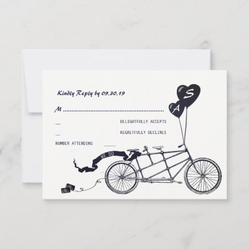 Tandem Bicycle Romantic Casual Wedding RSVP