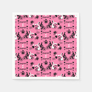 Tandem Bicycle Romantic Wedding And Engagement Napkins